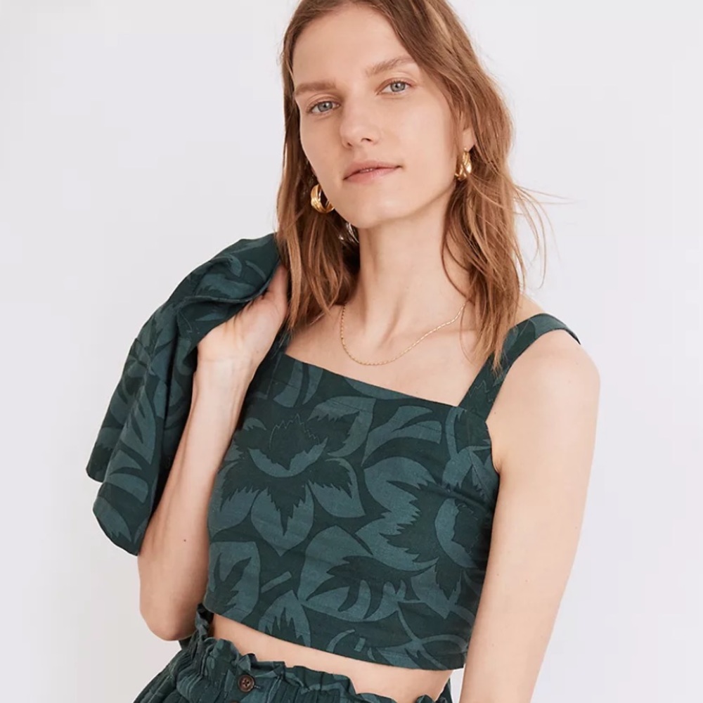 Madewell Linen-Blend Abbie Crop Top in Tropicale Floral